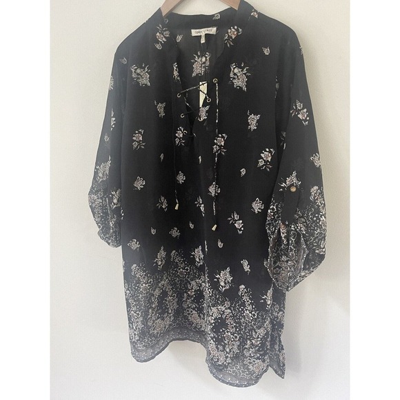 Speed Limit MPH Womens Black 3X Boho Short Sleeve MIDI Roll Tab Sleeve Dress - Picture 2 of 15